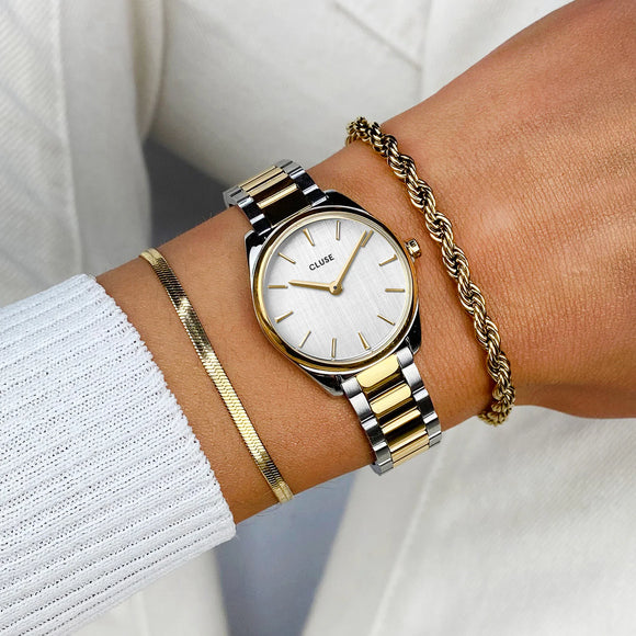 Cluse Féroce Mini Watch Steel, Silver Colour, Two-Tone Bracelet Watch