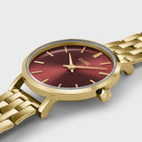 Cluse Boho Chic Petite Watch Steel, Dark Cherry, Gold Colour Bracelet Watch