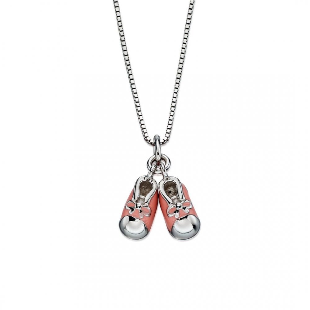 D for Diamond Pink Bootie Pendant and Chain