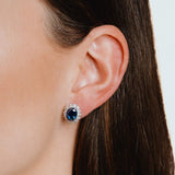 DF Oval Sapphire Blue Diamonfire Zirconia Stud Earrings
