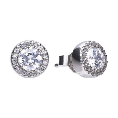 DF Round Pave Set Stud Earrings With Diamonfire Zirconia