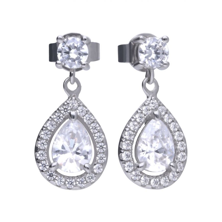 DF Teardrop Shaped Drop Earrings With Diamonfire Zirconia