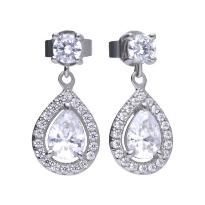 DF Teardrop Shaped Drop Earrings With Diamonfire Zirconia