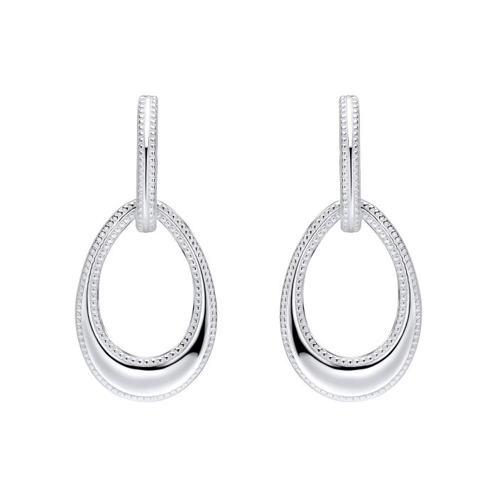 Open Teardrop Earrings with Millegrain Edge