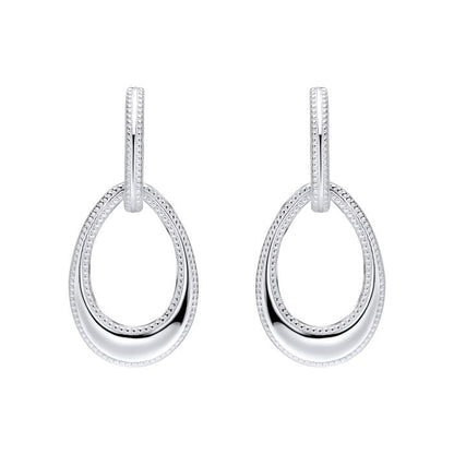 Open Teardrop Earrings with Millegrain Edge