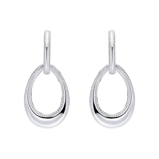 Open Teardrop Earrings with Millegrain Edge