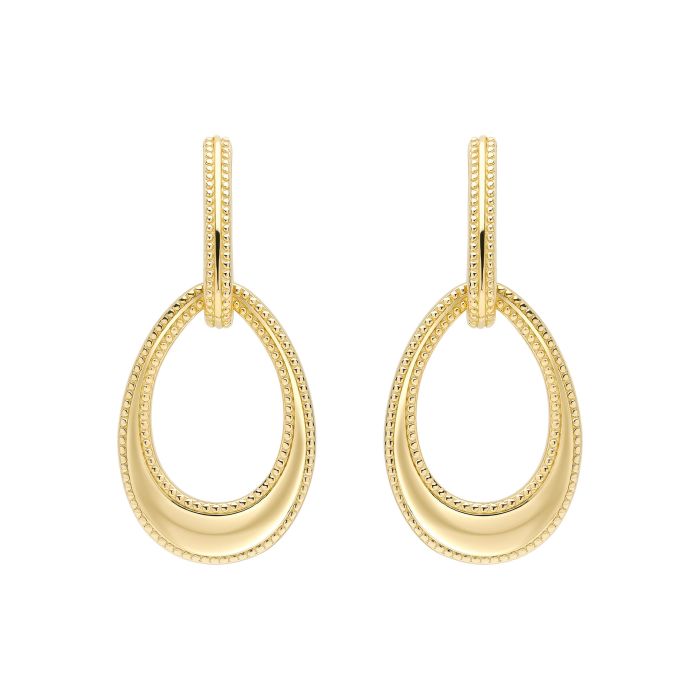 Open Teardrop Earrings with Millegrain Edge