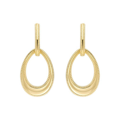 Open Teardrop Earrings with Millegrain Edge