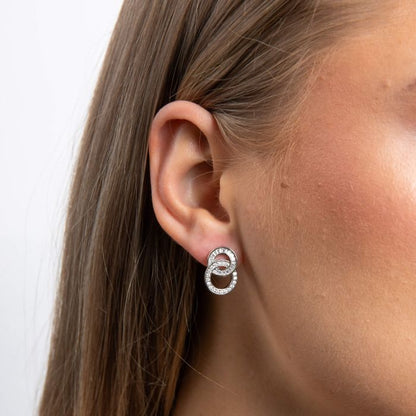 Diamonfire Linked Circles Stud Earrings