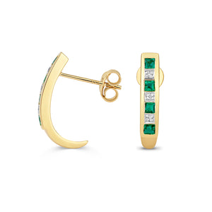 9ct Y/Gold Diamond & Emerald Earrings