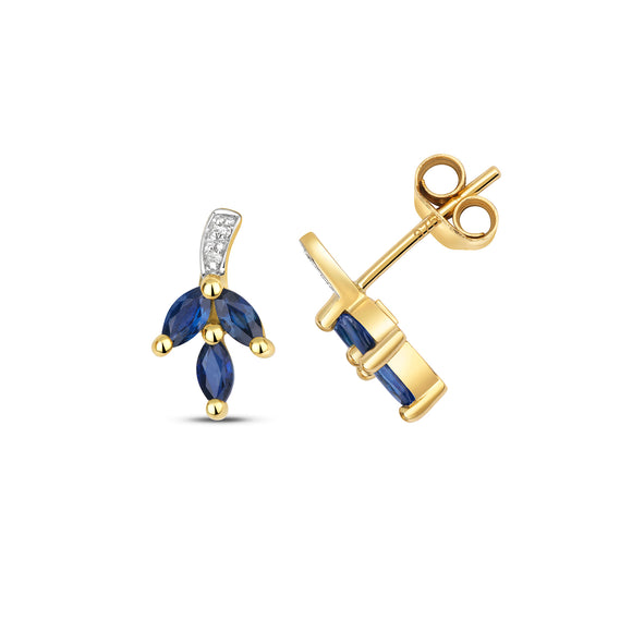 9ct Y/GOLD DIAMOND SAPPHIRE STUDS