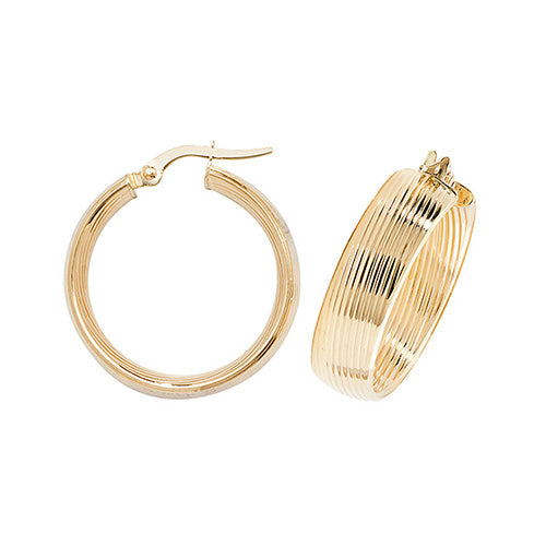 9CT YELLOW GOLD 20MM HOOP EARRINGS