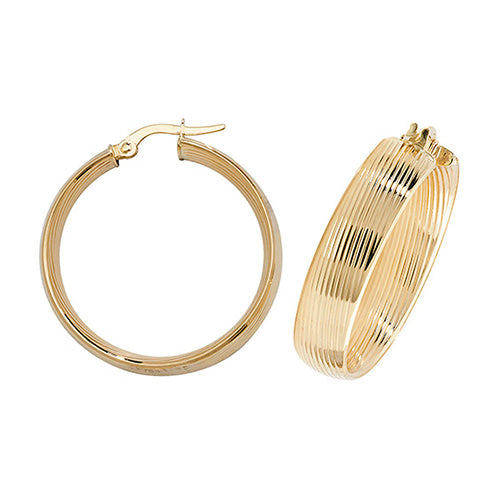 9CT YELLOW GOLD 25MM HOOP EARRINGS