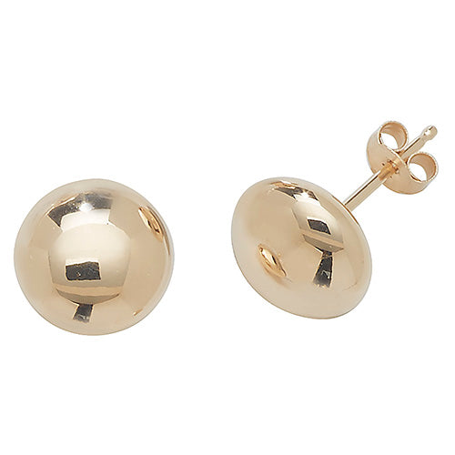 9CT YELLOW GOLD 7MM BUTTON STUD EARRINGS