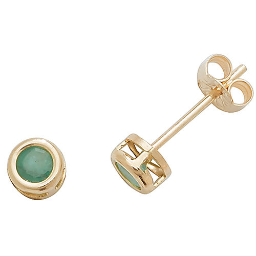 9CT YELLOW GOLD EMERALD STUD EARRINGS