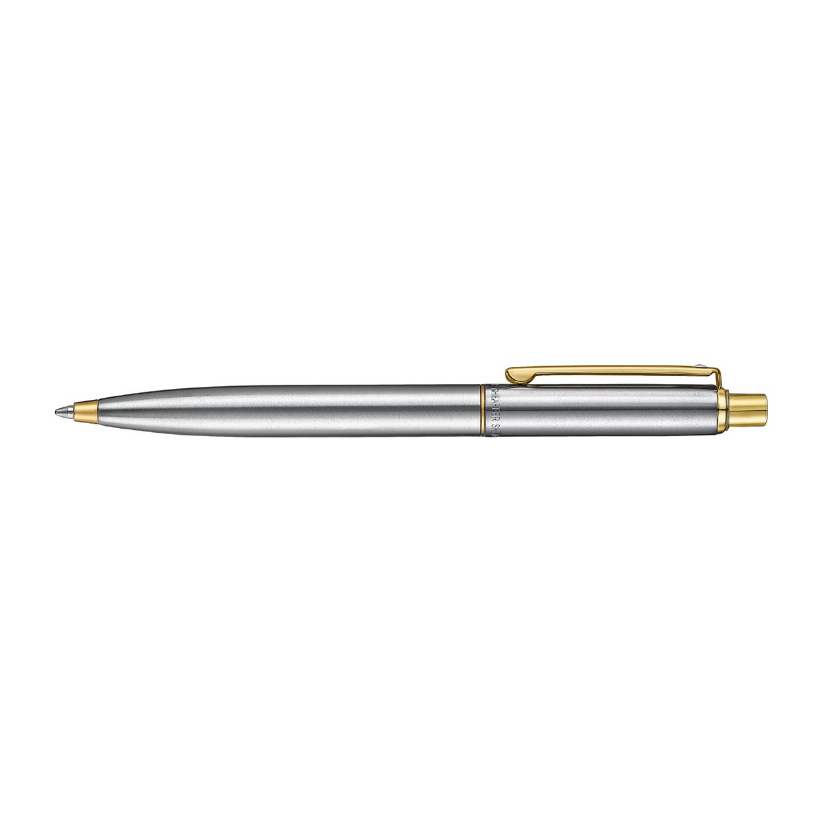 Sheaffer Brushed Chrome Ballpoint Pen with Gold Trim