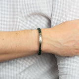 Fred Bennett Black Forest Green Plated Recycled Leather Steel Clasp Bracelet