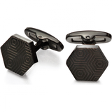 Fred Bennett Black Stainless Steel Etched hexagonal Cufflinks