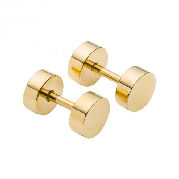 Fred Bennet Gents Stainless Steel Gold Plate Shiny Circle Stud Earrings