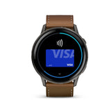 Venu 4 - 45 mm Slate with Black Silicone Band and Brown Leather Band