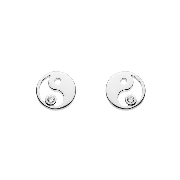Dew Silver Yin & Yang CZ Stud Earrings