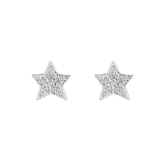 Dew Silver Star CZ Stud Earrings