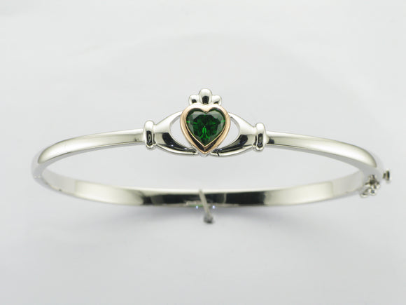 House Of Lor Silver Rose Claddagh Heart Bangle