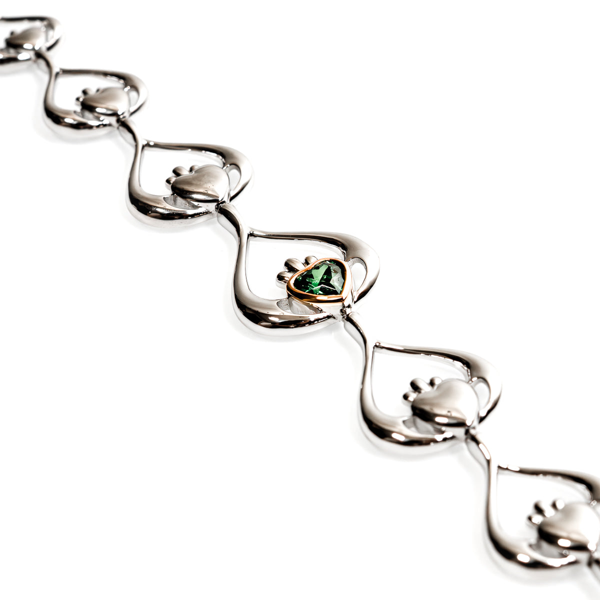 House Of Lor Claddagh Green Stone Bracelet