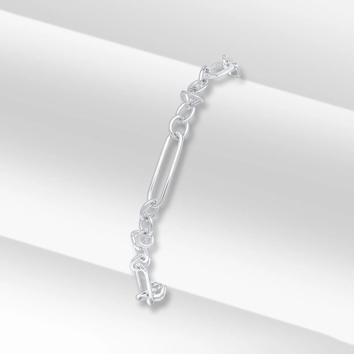 Silver 5mm Handmade Long Oval Knot Chain Bracelet
