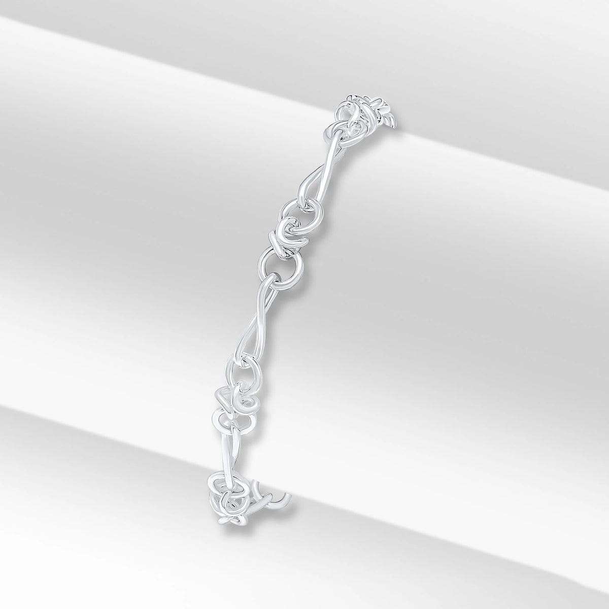 Silver 5.5mm Handmade Infinity Knot Chain Bracelet