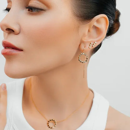 Lustre & Love Circles Drop Earrings in Gold Vermeil