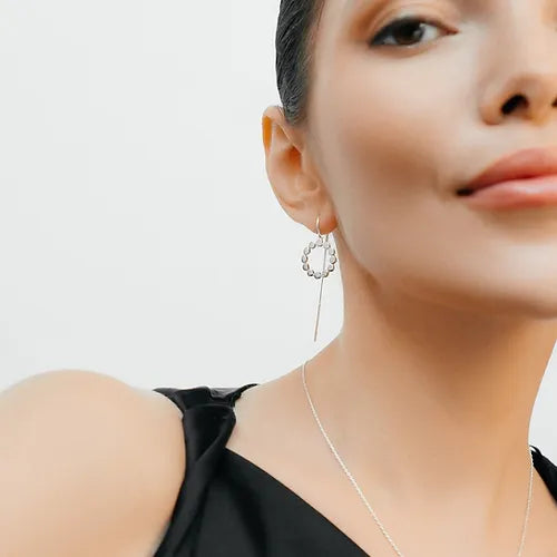 Lustre & Love Circles Drop Earrings in Sterling Silver