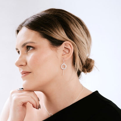 Lustre & Love Circles Drop Earrings in Sterling Silver