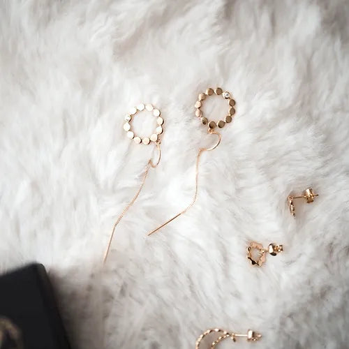 Lustre & Love Circles Drop Earrings in Gold Vermeil
