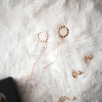 Lustre & Love Circles Drop Earrings in Gold Vermeil