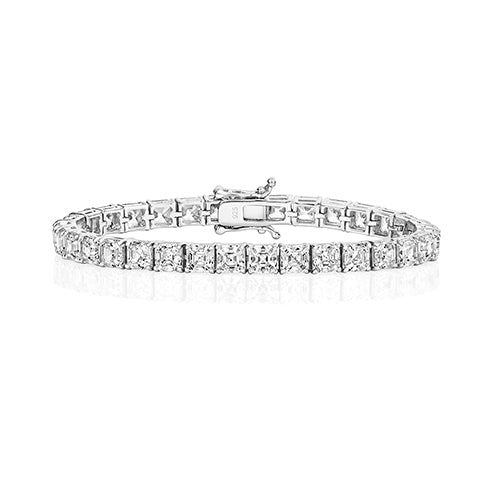 5MM ASSCHER CUT STONE CLAW SET TENNIS STYLE BRACLET 