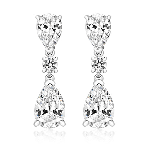 TRIPLE DROP CLAW SET 3MM ROUND. 7X5 & 9X6MM PEAR DROP EARRING