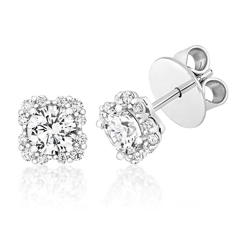 FANCY CLUSTER CUSH SHAPE EARRINGS WITH 5MM ROUND CENTRE