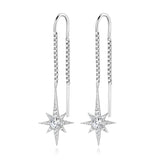 LAPIDARY PAVE SET LONG STAR BOX CHAIN EARRINGS