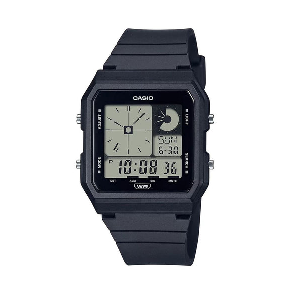 Casio LED lighting, stopwatch, alarm, timer, and world time Resin Strap Watch