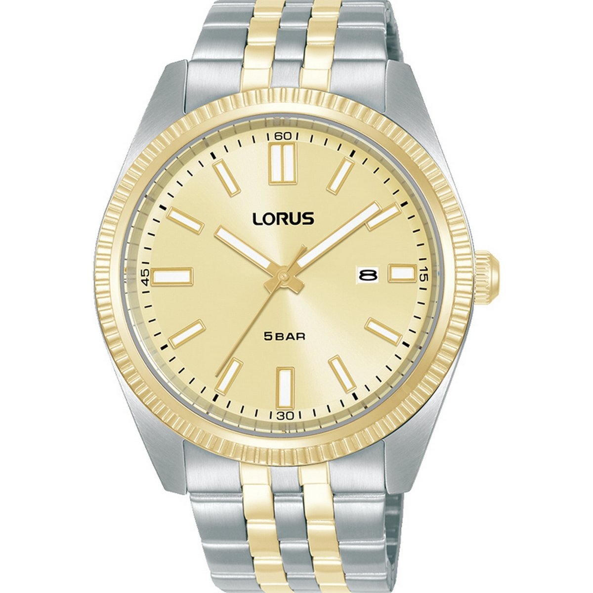 LORUS QUARTZ GENTS TWO TONE YELLOW GOLD CHAMPAGNE DIAL BRACELET