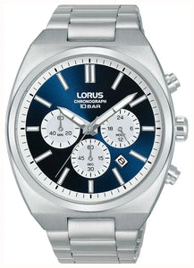 Lorus Men's Sports Chronograph (43mm) Blue Dial / Stainless Steel Bracelet