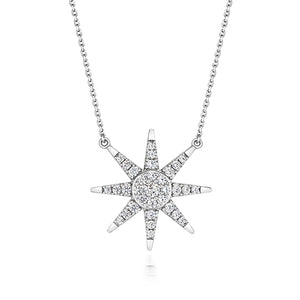 PAVE SET STAR SHAPE PENDANT ON FIXED CHAIN