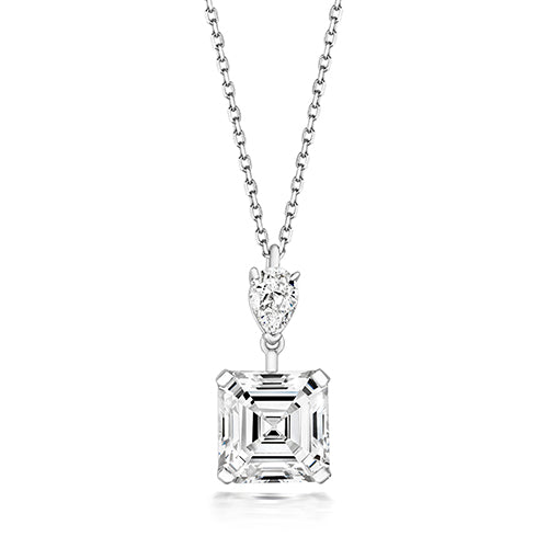 CLASSIC PENDANT. 8MM ASH CUT & 5X3.5 MM PEAR.RUNNING CHAIN