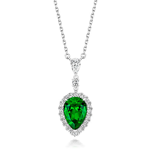LAPIDARY CLUSTER PENDANT 10X7MM  PEAR WITH DBL DROP ON FIXED CHAIN