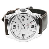 Casio 'Collection' Silver, White and Brown Stainless Steel Quartz Watch
