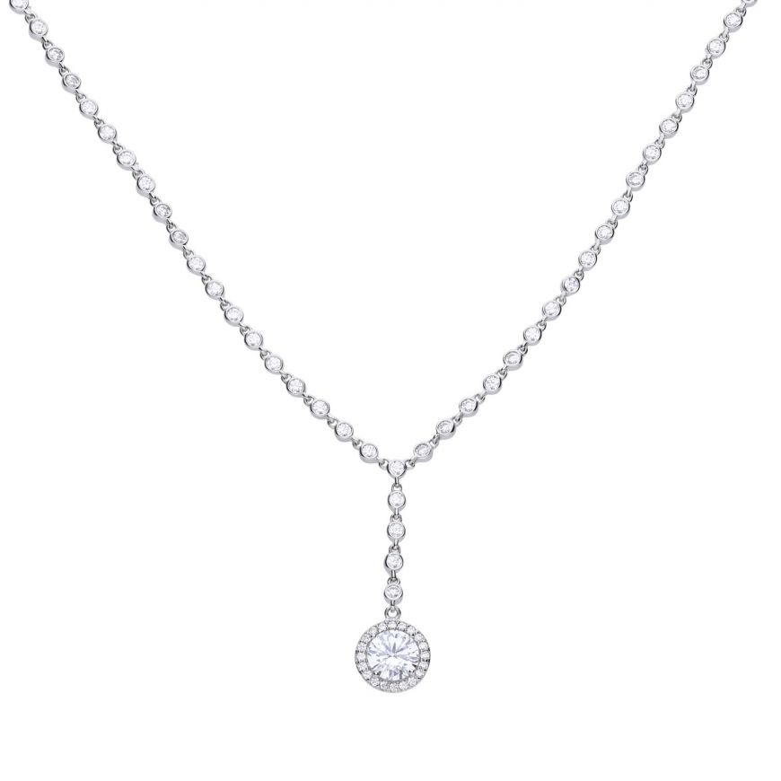 DF Pave Set Diamonfire Zirconia Drop Necklace
