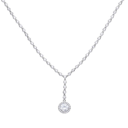 DF Pave Set Diamonfire Zirconia Drop Necklace