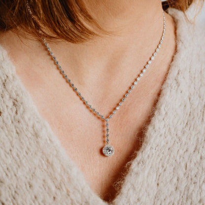 DF Pave Set Diamonfire Zirconia Drop Necklace