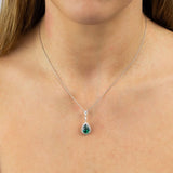 DF Green Diamonfire Zirconia Teardrop Necklace With Pave Surround with chain
